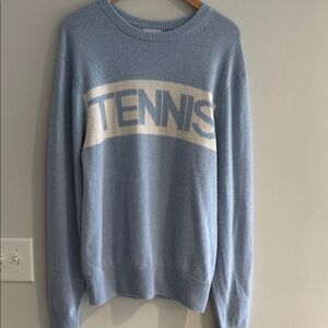 Blue 'TENNIS' Los Angeles 100% Cashmere Sweater M fits like L XL